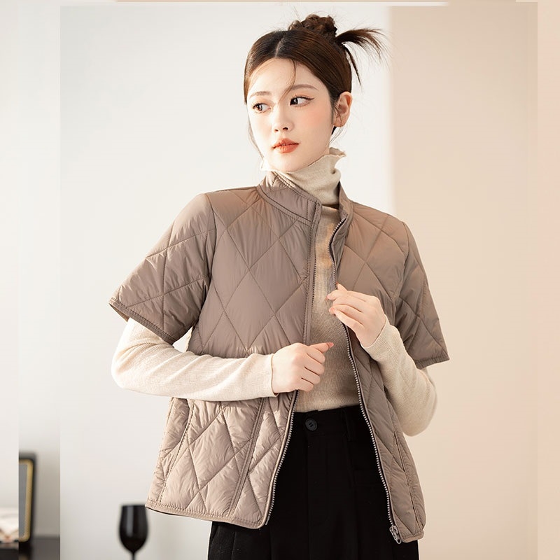 Γυναικείο γιλέκο με ψηλό γιακά, κανονικού μήκους, μπροστινό φερμουάρ, πολυεστέρας 90-95%