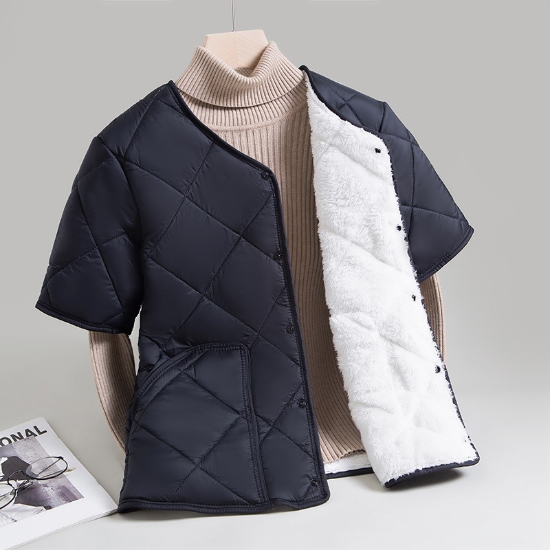 Γυναικείο γιλέκο με ψηλό γιακά, κανονικού μήκους, μπροστινό φερμουάρ, πολυεστέρας 90-95%