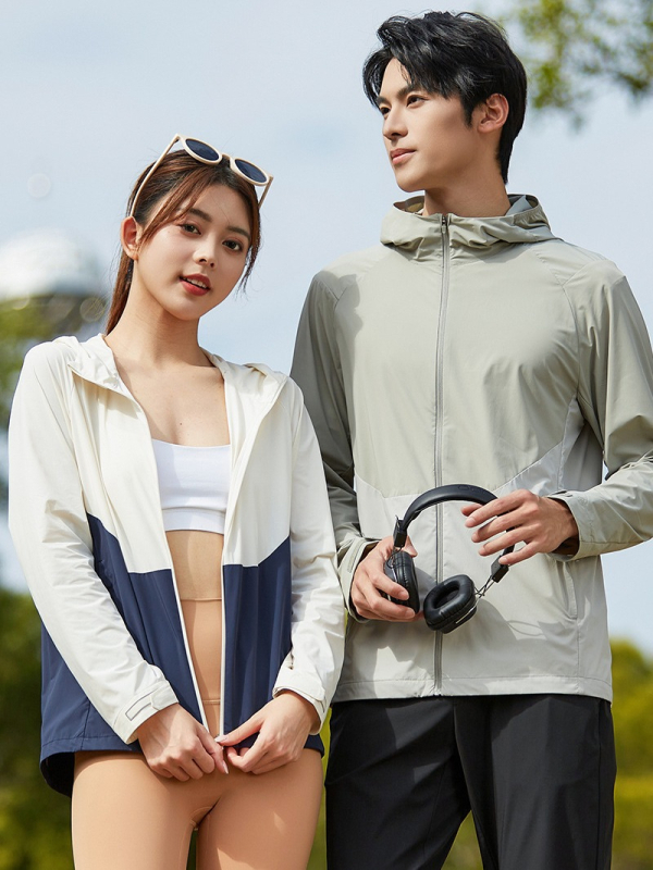 Unisex lagani ljetni windbreaker s kapuljačom, UV zaštita UPF50+, lagana najlonska tkanina, brzo suši, prozračan, za ribolov i aktivnosti na otvorenom