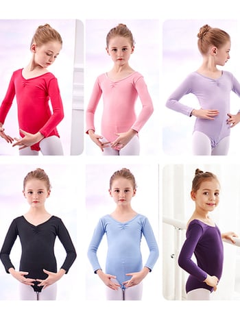 Gyerekeknek szóló hosszú ujjú tánc egyrészes ruha, hercegnő stílus, 93,2% pamut, edzésre, tavasz–ősz