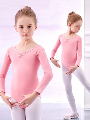 Gyerekeknek szóló hosszú ujjú tánc egyrészes ruha, hercegnő stílus, 93,2% pamut, edzésre, tavasz–ősz