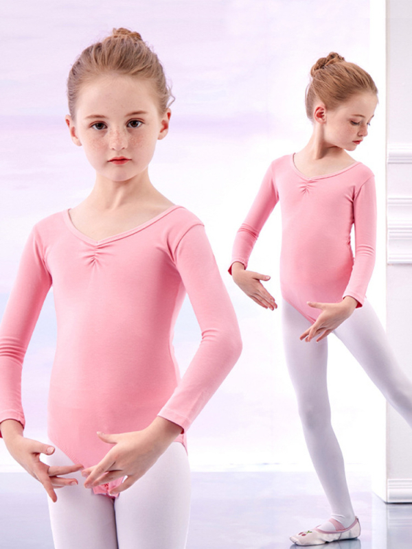 Gyerekeknek szóló hosszú ujjú tánc egyrészes ruha, hercegnő stílus, 93,2% pamut, edzésre, tavasz–ősz
