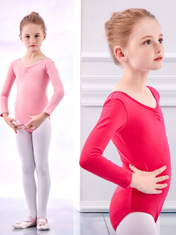 Gyerekeknek szóló hosszú ujjú tánc egyrészes ruha, hercegnő stílus, 93,2% pamut, edzésre, tavasz–ősz