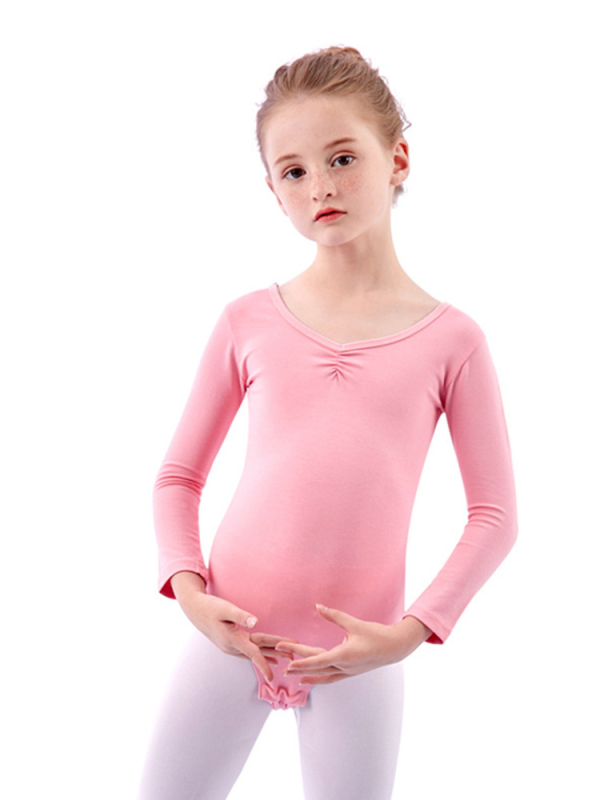 Gyerekeknek szóló hosszú ujjú tánc egyrészes ruha, hercegnő stílus, 93,2% pamut, edzésre, tavasz–ősz