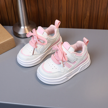 Bērnu kurpes ar Velcro aizdari, PU augšdaļa, gumijas zole, zemais profils, tekstila iekšējā zole; vecuma diapazons 1–3 un 4–6 gadi