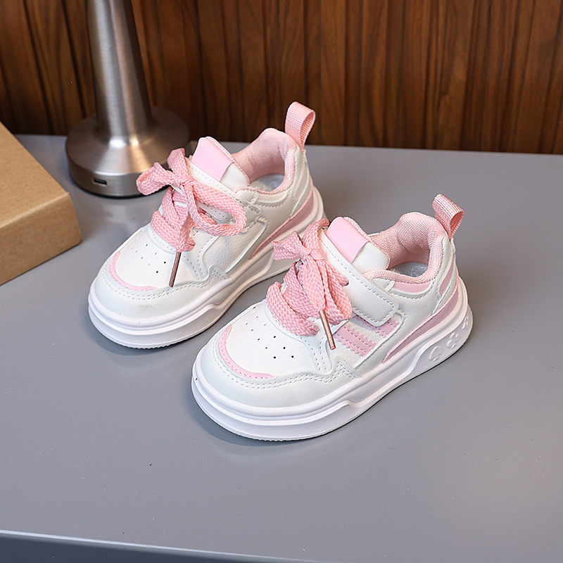 Bērnu kurpes ar Velcro aizdari, PU augšdaļa, gumijas zole, zemais profils, tekstila iekšējā zole; vecuma diapazons 1–3 un 4–6 gadi