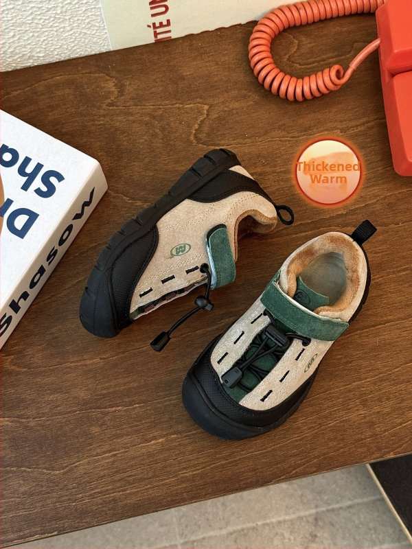 Bērnu āra pārgājienu kurpes ar Velcro - zems augšējais, gumijas zole, virsējais materiāls no sintētiskās ādas, ergonomiskas iekšējās zolītes