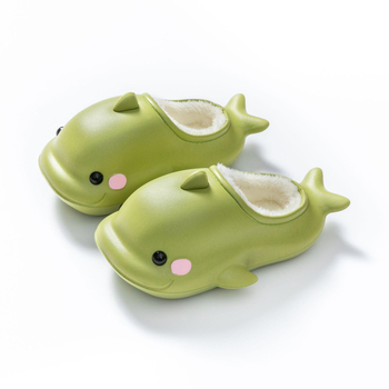 EVA gyerekeknek beltéri papucs plüss béléssel, Delfin motívum, vízálló és csúszásmentes EVA talppal