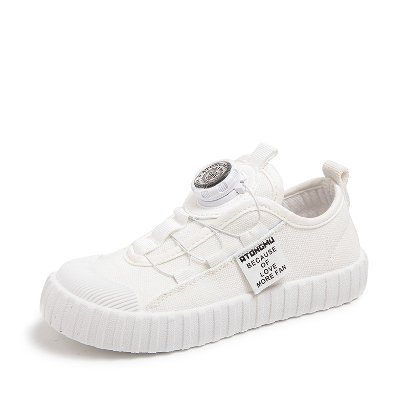 Gyermekeknek készült légáteresztő vászoncipő, minden évszakra, forgó gombos zárás, gumitalp, vászon felsőrész