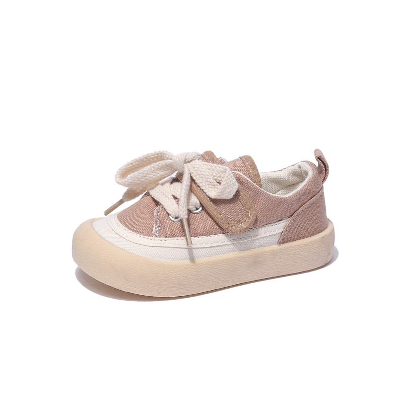 Gyerekeknek szóló koreai stílusú vászon sneaker — alacsony felső rész, légáteresztő, csúszásmentes, Velcro-zár