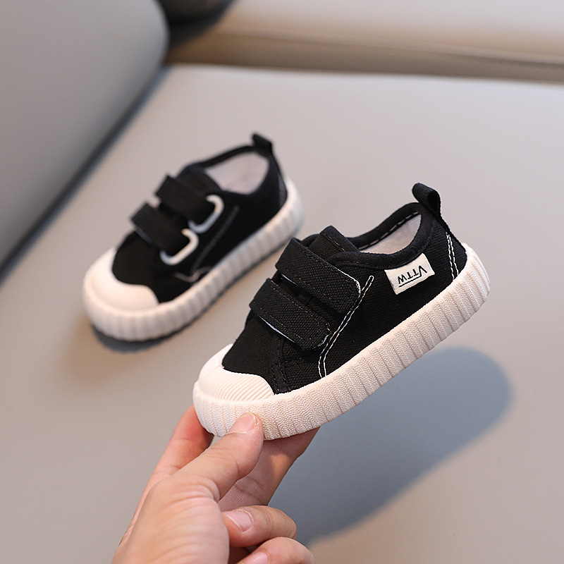 Vászon gyerekcipő Velcro-záróval, alacsony felső rész, gumitalp, EVA talpbetét, lélegző