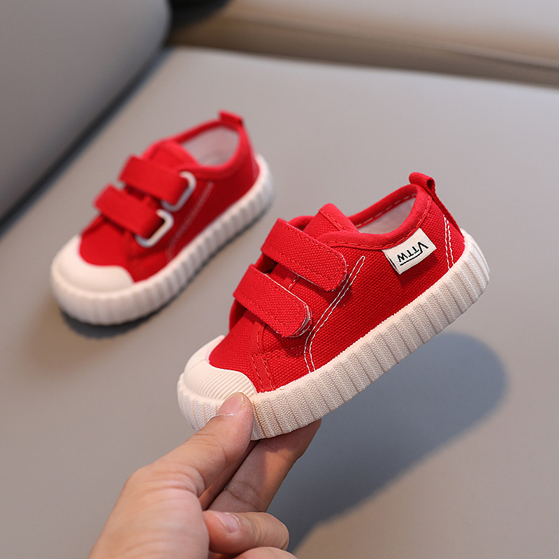 Vászon gyerekcipő Velcro-záróval, alacsony felső rész, gumitalp, EVA talpbetét, lélegző