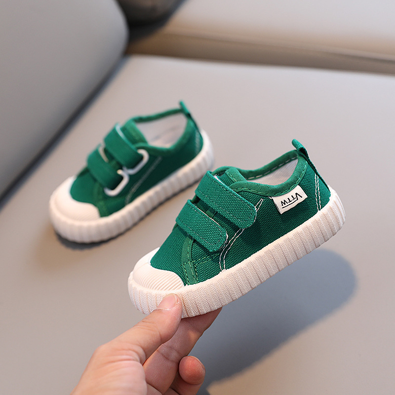 Vászon gyerekcipő Velcro-záróval, alacsony felső rész, gumitalp, EVA talpbetét, lélegző