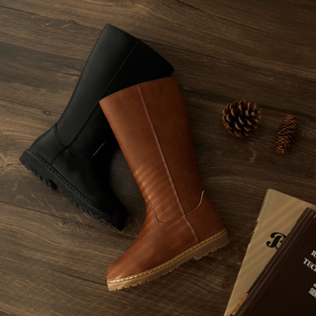 Laste Martens-stiilis saapad, nahk pealispind, kõrge varrukas, kummijalad, külgrihmluk, sisetald lühikese pliisi ja tugeva puuvillaga