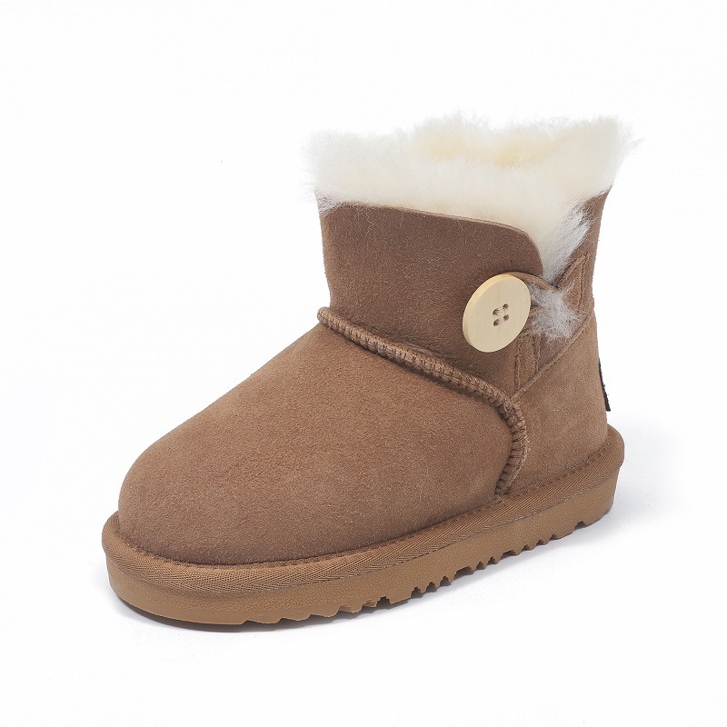 Зимни дамски обувки до глезена от овча кожа, с подметка от телешка кожа, нисък профил, кръгла носка, стелка от овча вълна