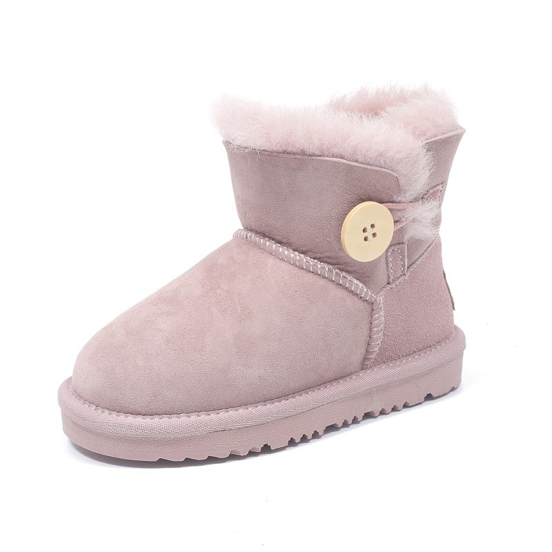 Зимни дамски обувки до глезена от овча кожа, с подметка от телешка кожа, нисък профил, кръгла носка, стелка от овча вълна