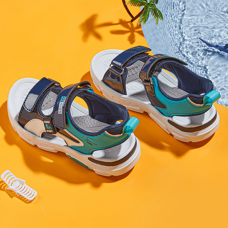 HOBIBEAR Bērnu Sandales 2025. gada vasara, Space leather augšpuse, EVA zole, Velcro aizdare, Unisex, vecums 4–16 gadi