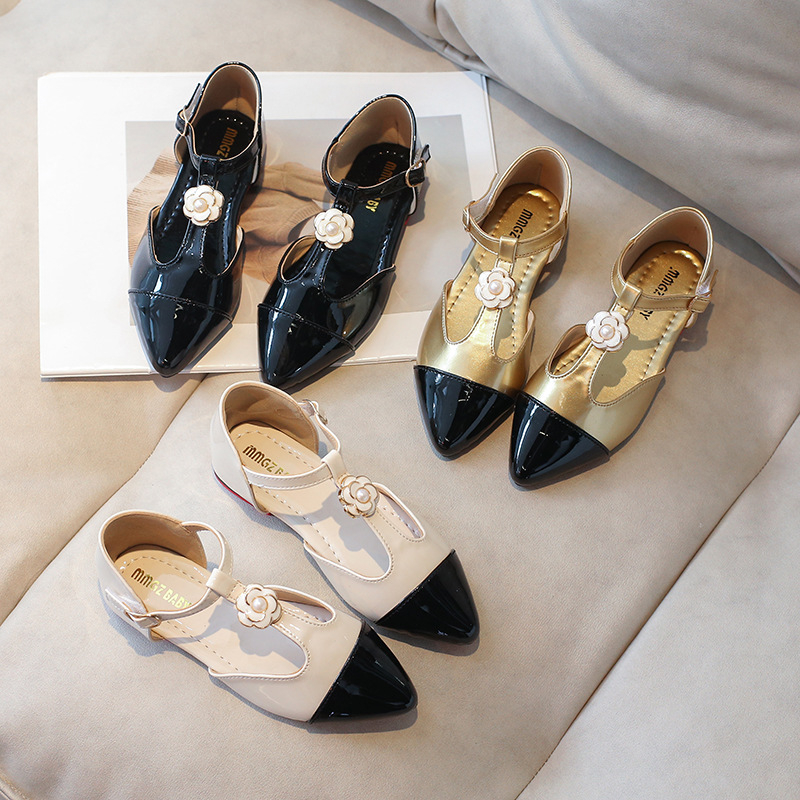 Κοριτσίστικα PU δερμάτινα παπούτσια με Velcro κλείσιμο, μυτερός μπροστινός, χαμηλό ύψος, καουτσούκ σόλα, για άνοιξη και φθινοπωρο