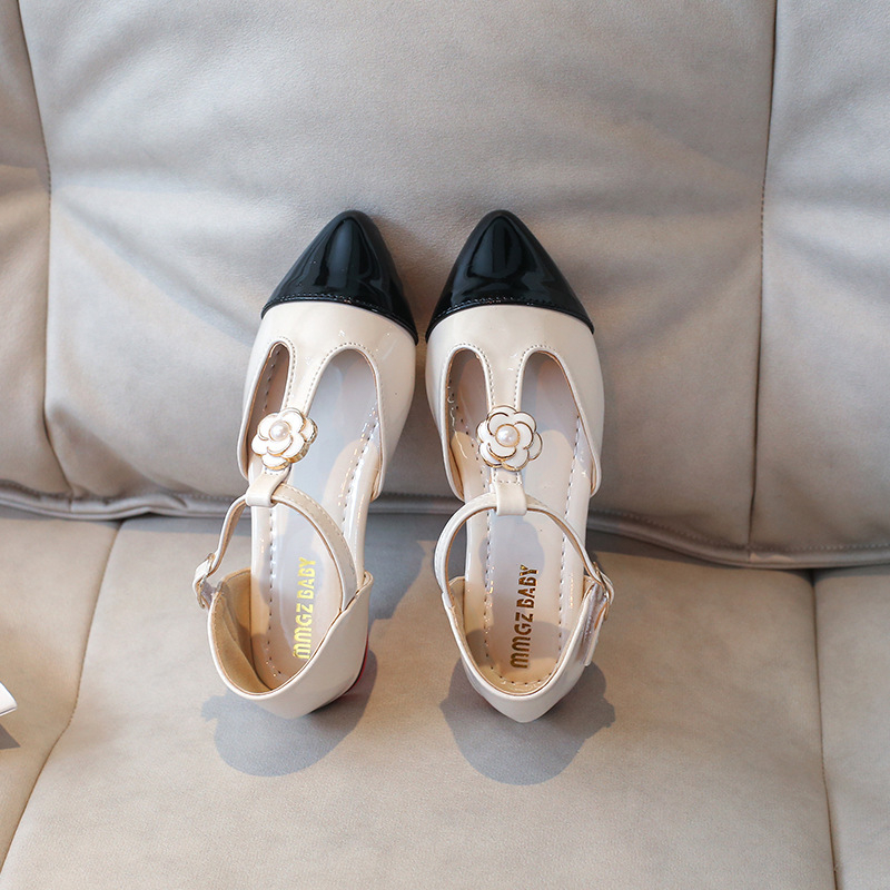 Κοριτσίστικα PU δερμάτινα παπούτσια με Velcro κλείσιμο, μυτερός μπροστινός, χαμηλό ύψος, καουτσούκ σόλα, για άνοιξη και φθινοπωρο