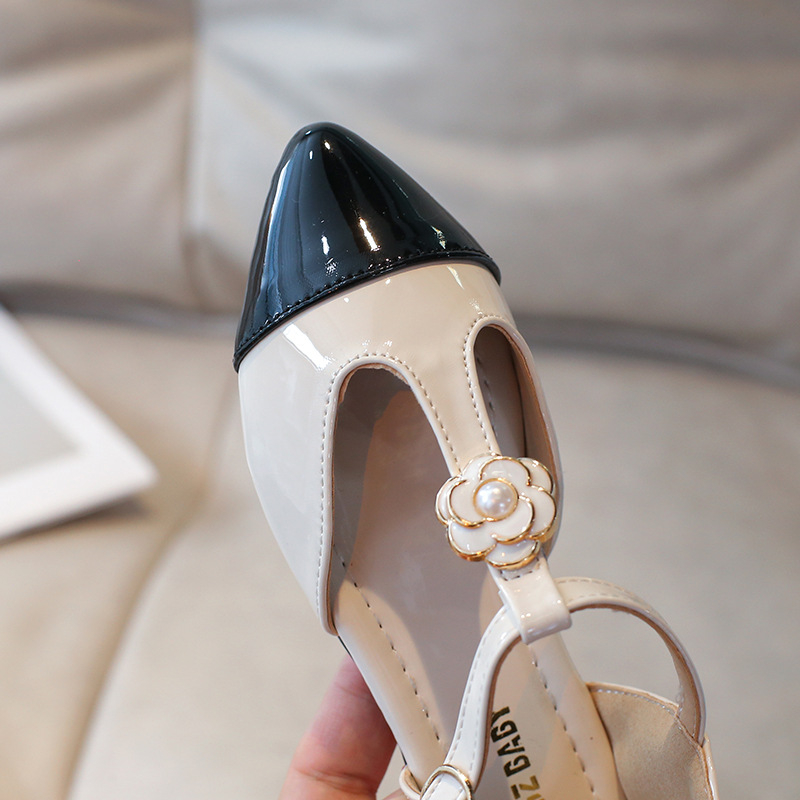 Κοριτσίστικα PU δερμάτινα παπούτσια με Velcro κλείσιμο, μυτερός μπροστινός, χαμηλό ύψος, καουτσούκ σόλα, για άνοιξη και φθινοπωρο