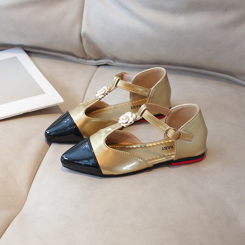 Κοριτσίστικα PU δερμάτινα παπούτσια με Velcro κλείσιμο, μυτερός μπροστινός, χαμηλό ύψος, καουτσούκ σόλα, για άνοιξη και φθινοπωρο