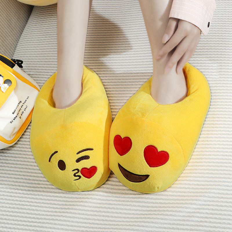 Детски памучни пантофи с забавни лица, унисекс, за деца на 1–3 г., топли, антиплъзгаща EVA подметка, закрита пета