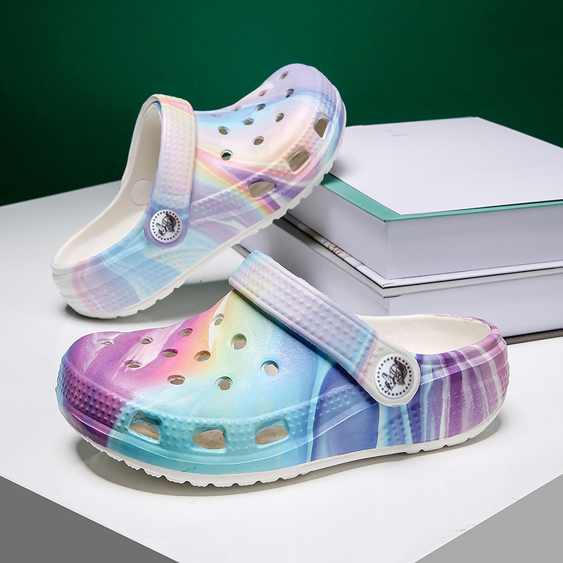Gyerekeknek szánt EVA perforált strandpapucs nyomott mintával, 4–12 éveseknek, 2025 nyár