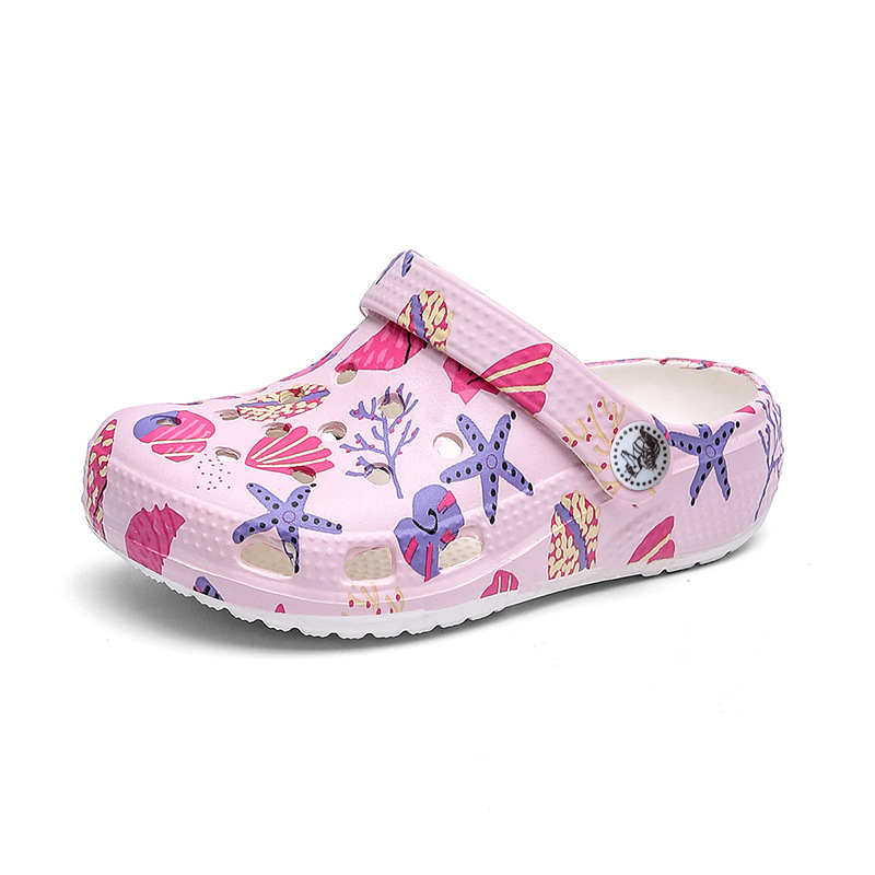 Gyerekeknek szánt EVA perforált strandpapucs nyomott mintával, 4–12 éveseknek, 2025 nyár