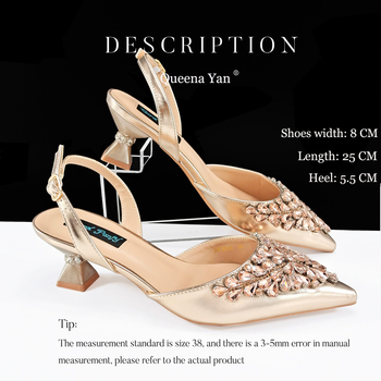 QueenYan Set clutch oglindă cu diamante și pantofi cu toc pentru femei — vârf ascuțit, partea superioară PU, toc 6–8 cm, talpă din cauciuc