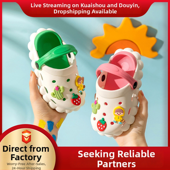 Детски обувки с дупки - Карикатурен принт, EVA горна част и подметка, еднопластово формоване, унисекс