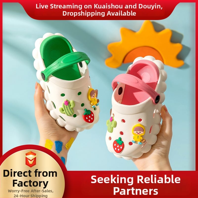 Детски обувки с дупки - Карикатурен принт, EVA горна част и подметка, еднопластово формоване, унисекс