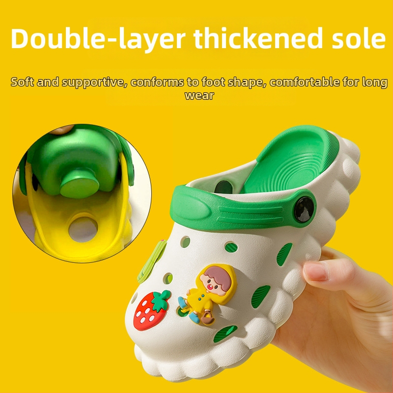 Детски обувки с дупки - Карикатурен принт, EVA горна част и подметка, еднопластово формоване, унисекс