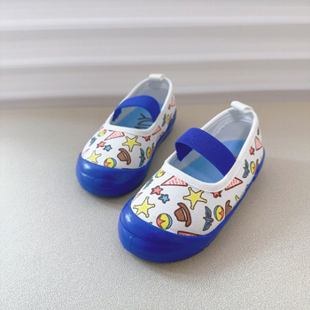 Hímzett Slip-On beltéri gyerekcipő – vászon felsőrész, injektált talp, könnyű, 1–12 éveseknek, nyár/tavasz/ősz