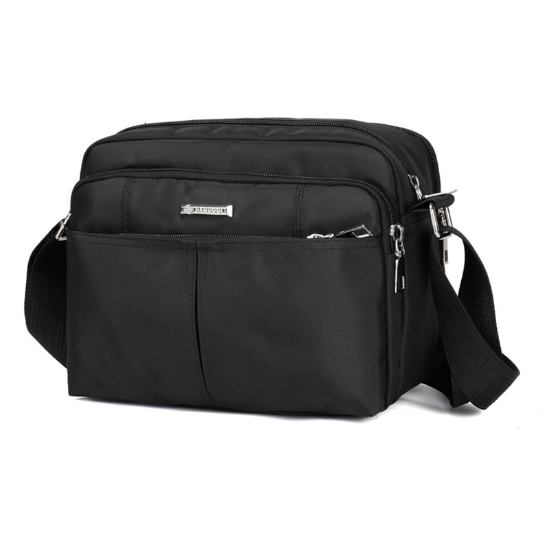 Geantă de umăr pentru bărbați din pânză Oxford, stil urban minimalist, design multistrat, impermeabilă și rezistentă, încăpătoare pentru laptop de 10 inch, Darnoch