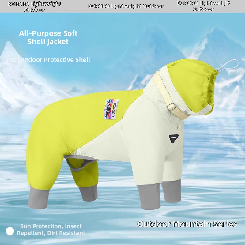 Suņa jaka, četrsezonu, neilons, regulējama, piemērota pavadiņai, soft-shell