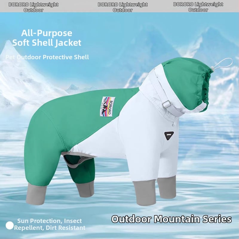 Suņa jaka, četrsezonu, neilons, regulējama, piemērota pavadiņai, soft-shell