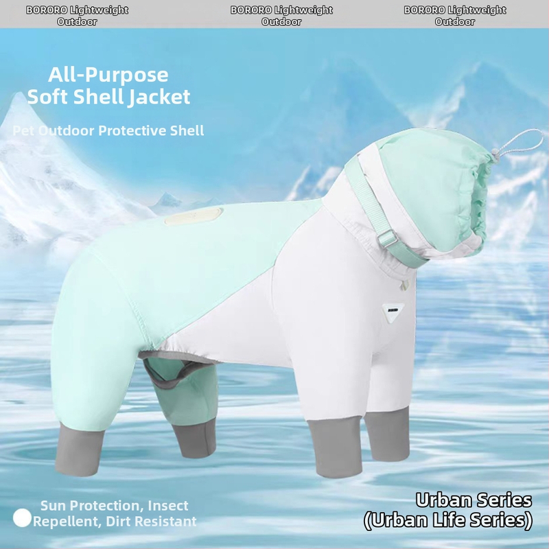 Suņa jaka, četrsezonu, neilons, regulējama, piemērota pavadiņai, soft-shell