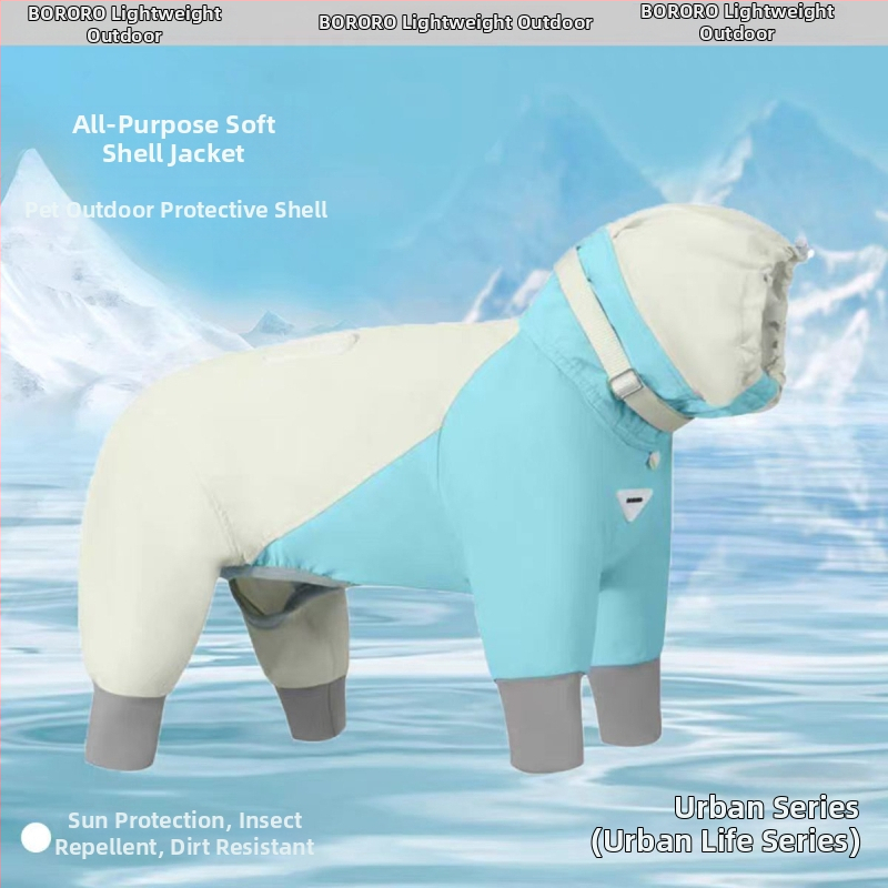 Suņa jaka, četrsezonu, neilons, regulējama, piemērota pavadiņai, soft-shell