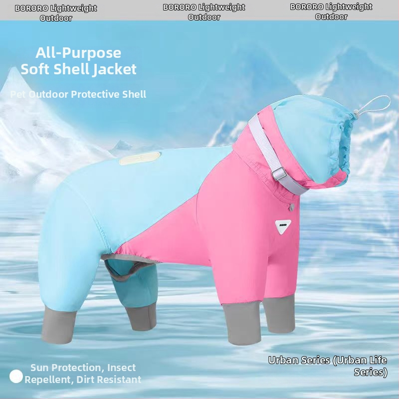 Suņa jaka, četrsezonu, neilons, regulējama, piemērota pavadiņai, soft-shell