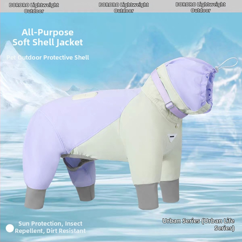 Suņa jaka, četrsezonu, neilons, regulējama, piemērota pavadiņai, soft-shell