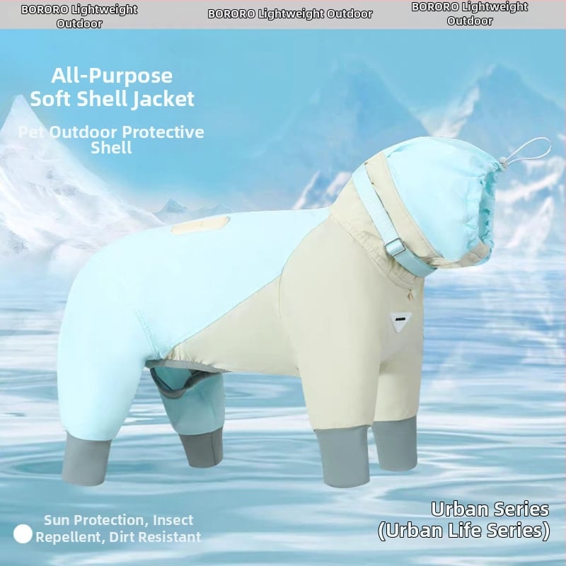 Suņa jaka, četrsezonu, neilons, regulējama, piemērota pavadiņai, soft-shell