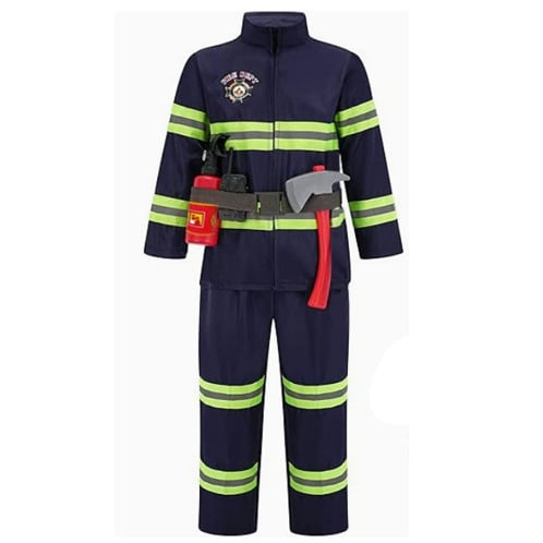 Costum pentru copii pentru spectacol de pompieri - 100% poliester, tratament moale al țesăturii, siguranță clasa B, pentru copii 3–8 ani