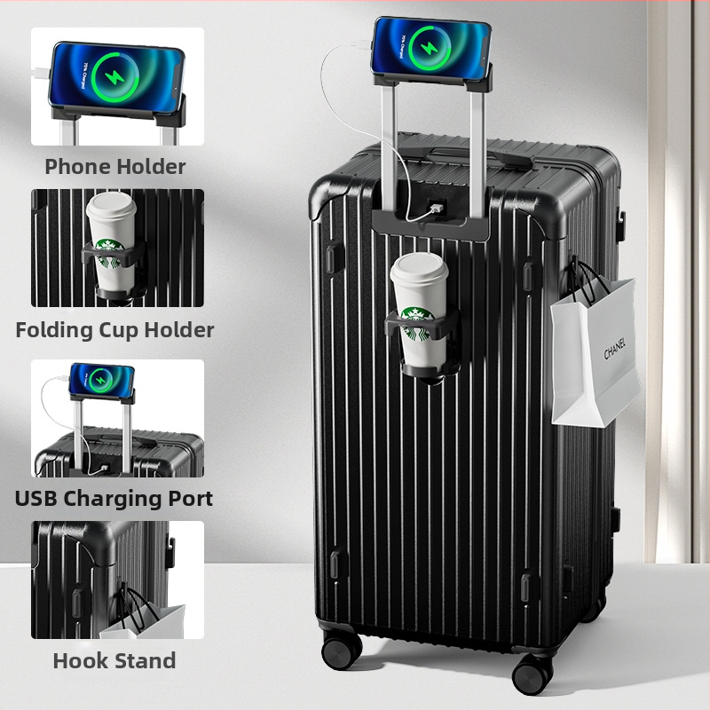 Ταξιδιωτική βαλίτσα με μεγάλη χωρητικότητα, υλικό ABS/PC, άνοιγμα με φερμουάρ, κυκλικοί τροχοί, βασική κλειδαριά με κωδικό, βάρος 5,8 kg