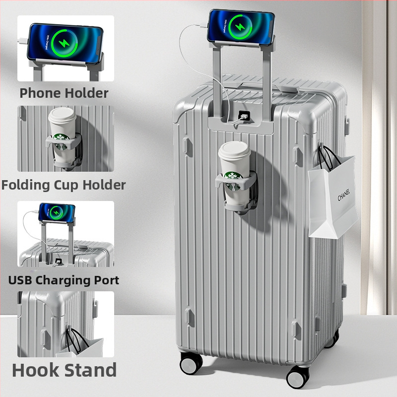 Ταξιδιωτική βαλίτσα με μεγάλη χωρητικότητα, υλικό ABS/PC, άνοιγμα με φερμουάρ, κυκλικοί τροχοί, βασική κλειδαριά με κωδικό, βάρος 5,8 kg