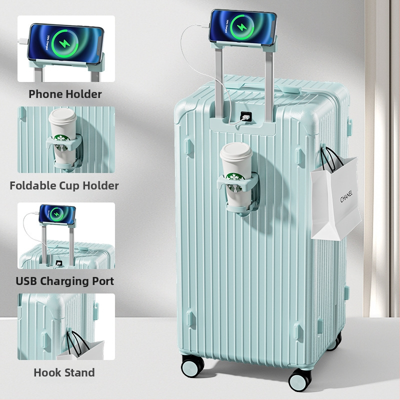 Ταξιδιωτική βαλίτσα με μεγάλη χωρητικότητα, υλικό ABS/PC, άνοιγμα με φερμουάρ, κυκλικοί τροχοί, βασική κλειδαριά με κωδικό, βάρος 5,8 kg