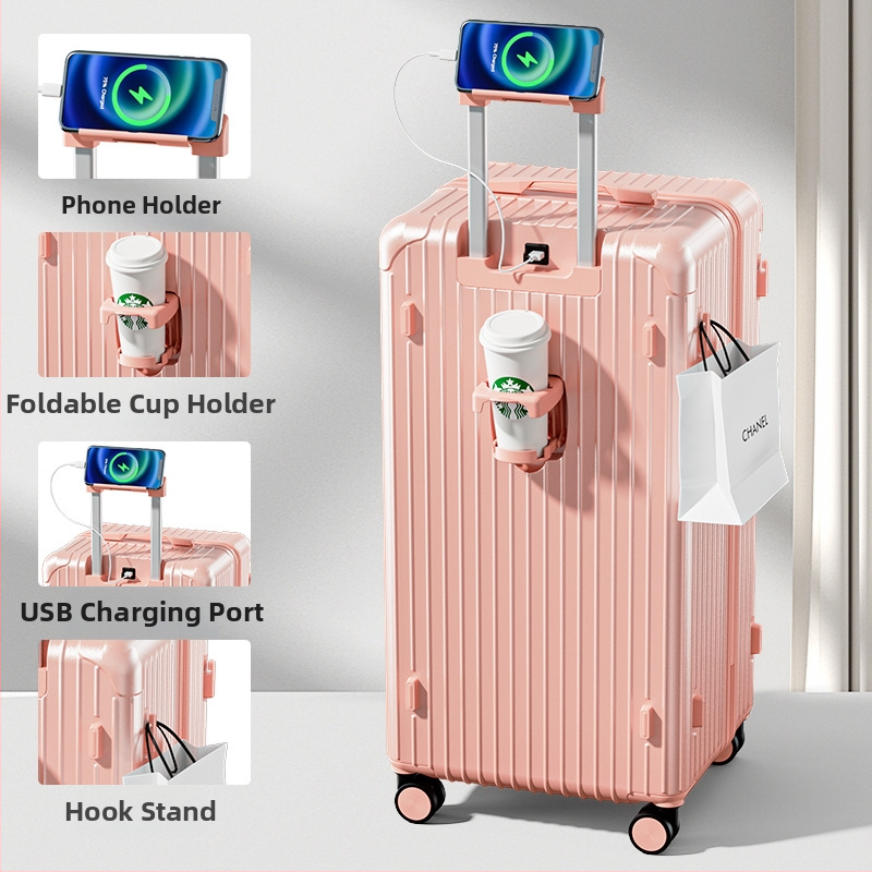 Ταξιδιωτική βαλίτσα με μεγάλη χωρητικότητα, υλικό ABS/PC, άνοιγμα με φερμουάρ, κυκλικοί τροχοί, βασική κλειδαριά με κωδικό, βάρος 5,8 kg