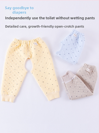 Vaikų šilti medvilniniai kelnaitės su atvira kirkšne, 100% medvilnė, A klasės saugumas, unisex, ruduo–žiema