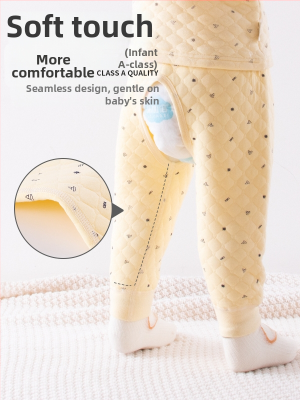 Vaikų šilti medvilniniai kelnaitės su atvira kirkšne, 100% medvilnė, A klasės saugumas, unisex, ruduo–žiema