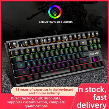 Q301 87‑gombos mechanikus billentyűzet, zöld tengelyű kapcsolók, RGB háttérvilágítás, kábeles, vízálló