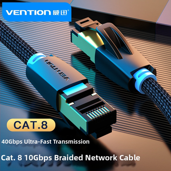 Cat8 Ethernet patch kabelis, 8‑kodolu OFC vara, RJ‑45, 40Gbps, vīts pāris